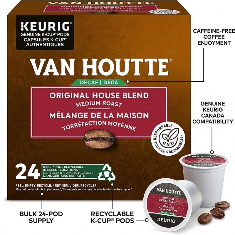 COFFEE-K CUP VAN HOUTTE ORIGINAL HOUSE DECAF 24/BX-34717 24/BX – K-Cups | Keurig Canada Inc.