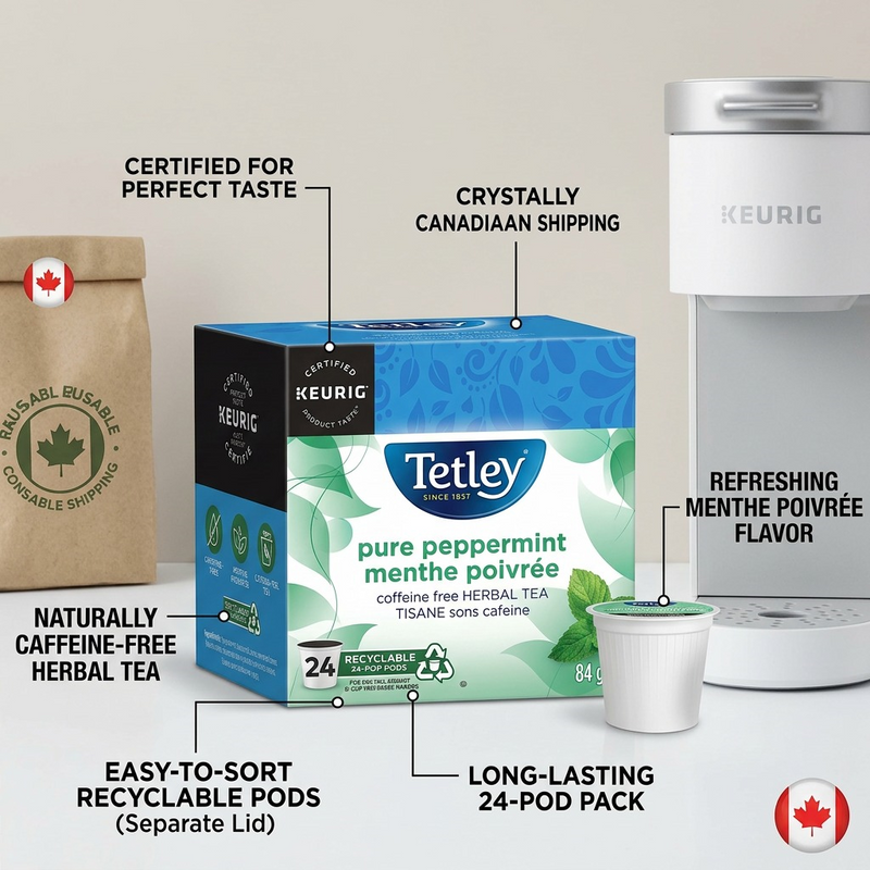 TEA-K CUP TETLEY PURE PEPPERMINT 24/BX 24/BX – K-Cups | Keurig Canada Inc.