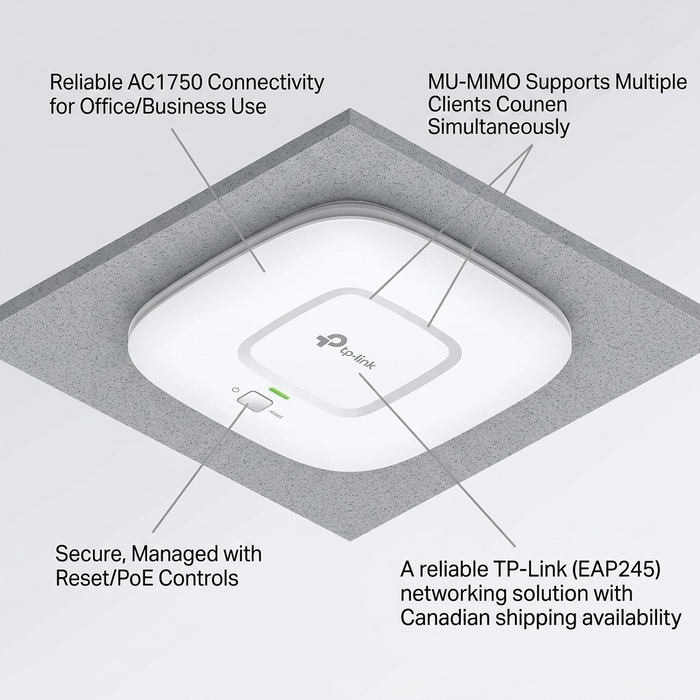 TP-Link EAP245 V1 Omada SDN AC1750 Wireless MU-MIMO Gigabit Ceiling Mount Access Point (Replacement: EAP653) – Omada | TP-Link