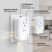 AV1000 Gigabit Passthrough Powerline Starter Kit – Powerline Ethernet Adapter | TP-Link