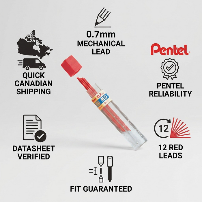 Refill Lead Red (0.7mm) Medium, 12 Leads per Tube – Colour Lead Refills | Pentel Stationery of Canada Ltd.