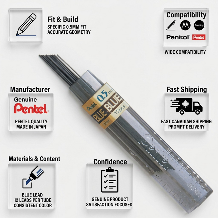Refill Lead Blue (0.5mm) Fine, 12 Leads per Tube – Colour Lead Refills | Pentel Stationery of Canada Ltd.