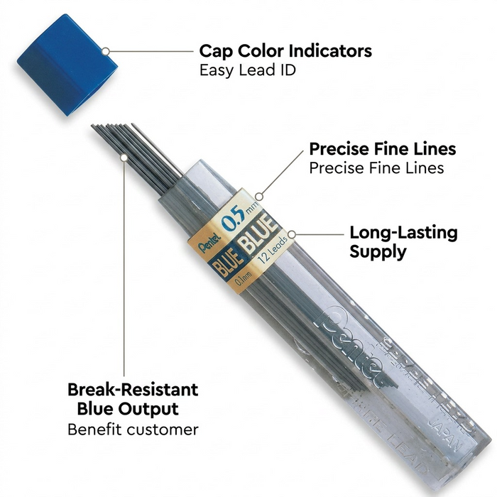 Refill Lead Blue (0.5mm) Fine, 12 Leads per Tube – Colour Lead Refills | Pentel Stationery of Canada Ltd.