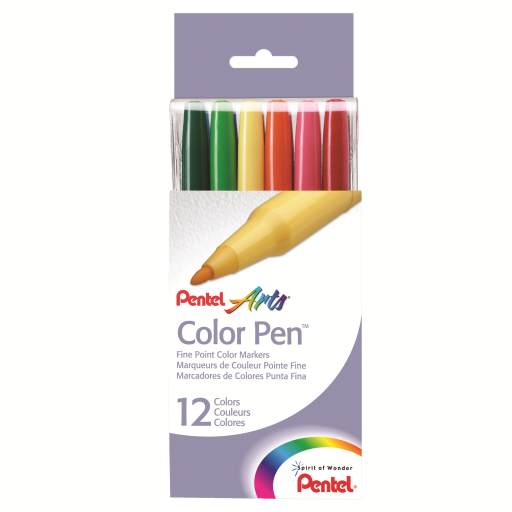 Pentel Arts Colour Pen (2.0mm) 12-Colour Set – Colour Marker | Pentel Stationery of Canada Ltd.