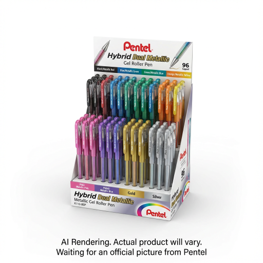 Hybrid Dual Metallic Gel Roller Pen, 1.0mm, 8 Assorted Colours, Open Stock Display, 96PCS – Gel Roller Pen | Pentel Stationery of Canada Ltd.