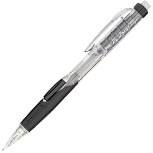 Twist-Erase Click Mechanical Pencil (0.7mm) Clear Barrel, Black Grip – Mechanical Pencil | Pentel Stationery of Canada Ltd.