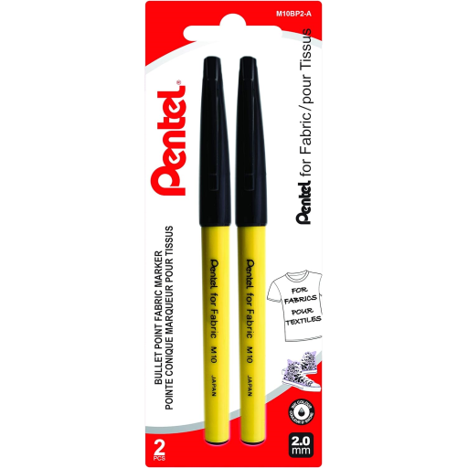 Permanent Fabric Marker (2.0mm), Black Ink, 2PC Pack – Permanent Marker | Pentel Stationery of Canada Ltd.