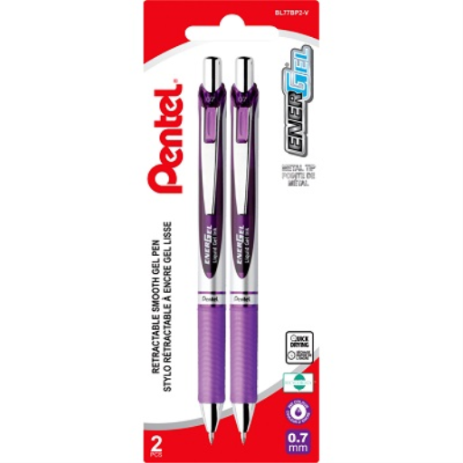 EnerGel Retractable Gel Roller, (0.7mm) Metal Tip, Violet Ink, 2PC Pack – Gel Roller Pen | Pentel Stationery of Canada Ltd.