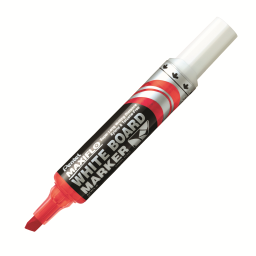 Maxiflo White Board Marker, Chisel Point (2.0/5.7mm) Red Ink – Whiteboard Marker and Refills | Pentel Stationery of Canada Ltd.