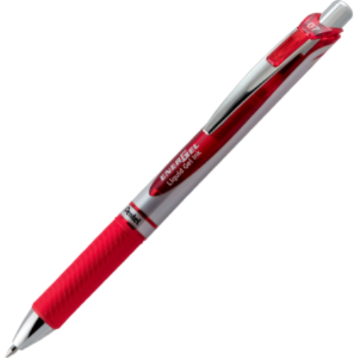 EnerGel Retractable Gel Roller, (0.7mm) Metal Tip, Red Ink – Gel Roller Pen | Pentel Stationery of Canada Ltd.