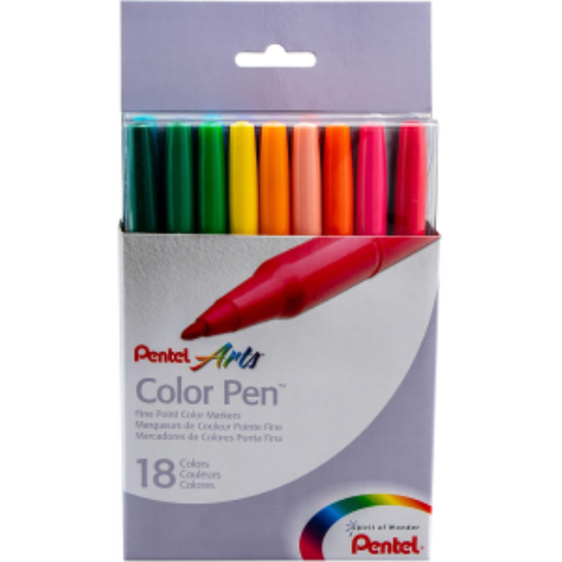 Pentel Arts Colour Pen (2.0mm) 18-Colour Set – Colour Marker | Pentel Stationery of Canada Ltd.