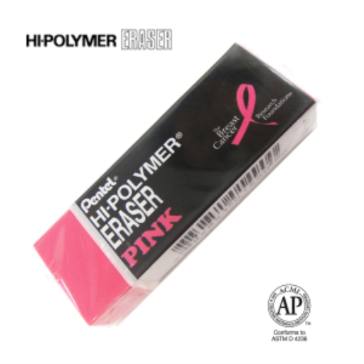 Hi-Polymer Block Eraser, Pink, Large, Breast Cancer Association of Canada Edition – Default | Pentel Stationery of Canada Ltd.