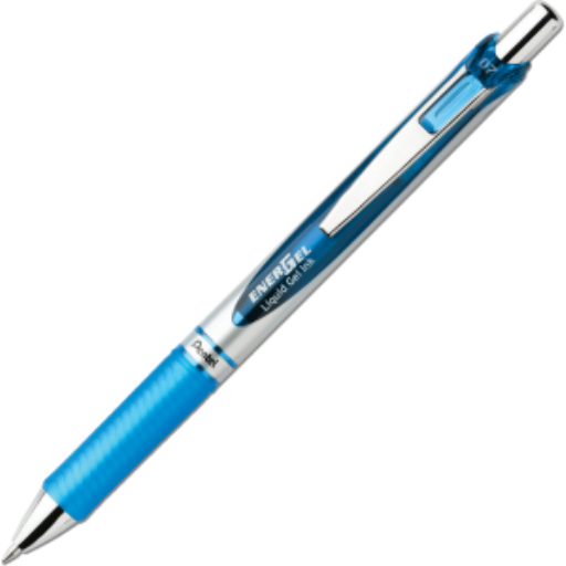 EnerGel Retractable Gel Roller, (0.7mm) Metal Tip, Sky Blue Ink – Gel Roller Pen | Pentel Stationery of Canada Ltd.
