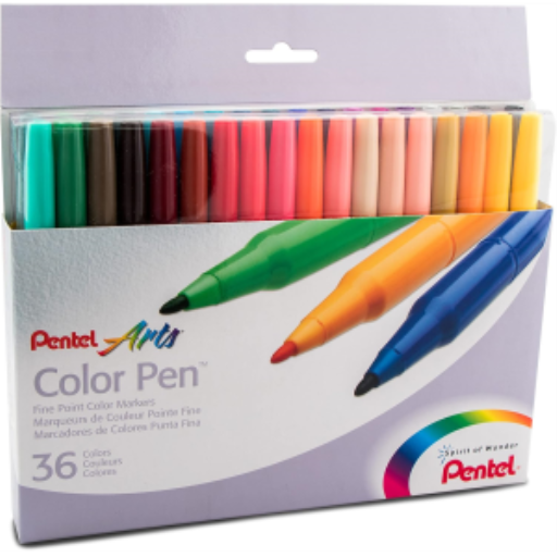 Pentel Arts Colour Pen (2.0mm) 36-Colour Set – Colour Marker | Pentel Stationery of Canada Ltd.
