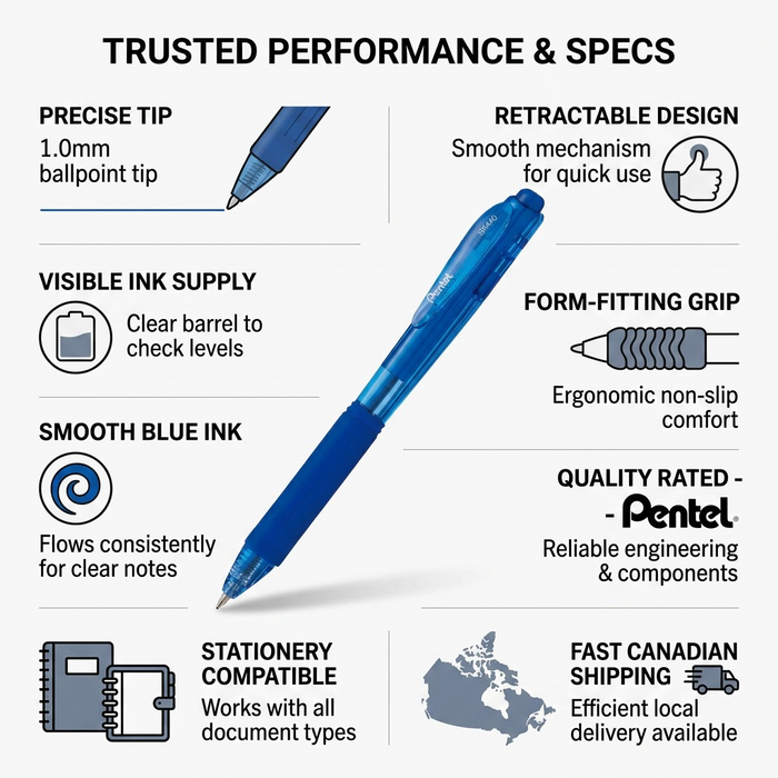 Wow! Retractable Ballpoint Pen, (1.0mm), Blue Ink – Ballpoint Pen | Pentel Stationery of Canada Ltd.