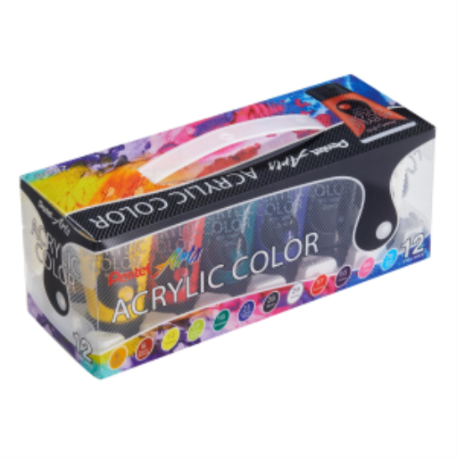 Pentel Arts Acrylic Colour Paint Set 12 Colours – Acrylic & Fabric Paint | Pentel Stationery of Canada Ltd.