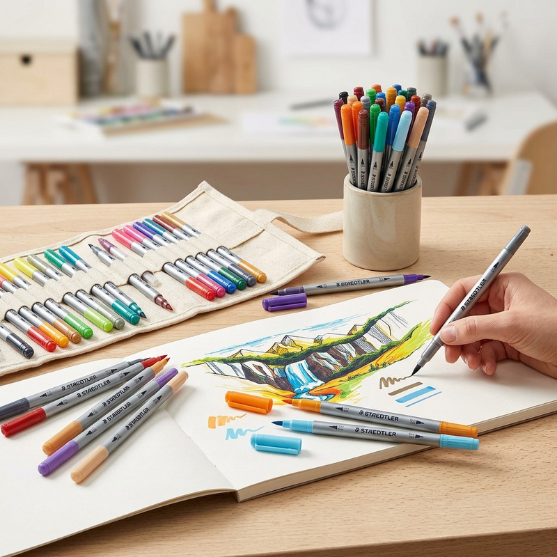 72-Pack Double Ended Fibre Tip Pens