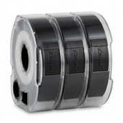DYMO Self-Adhesive Embossing Labels, White Print on Black Tape, 3/8" x 9.8-Foot Rolls, 3 Pack