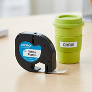 DYMO LT Plastic Labels for LetraTag Label Makers, Black Print on White Labels, 1/2" x 13-Foot Roll