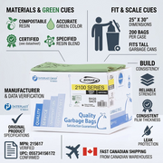 25 X 30 Green 200 Bags Compostable