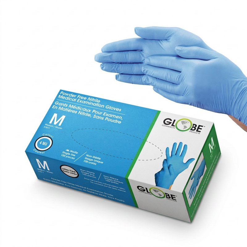 Nitrile Gloves Powder Free 4mil Sky Blue Medical - Medium (box of 100)