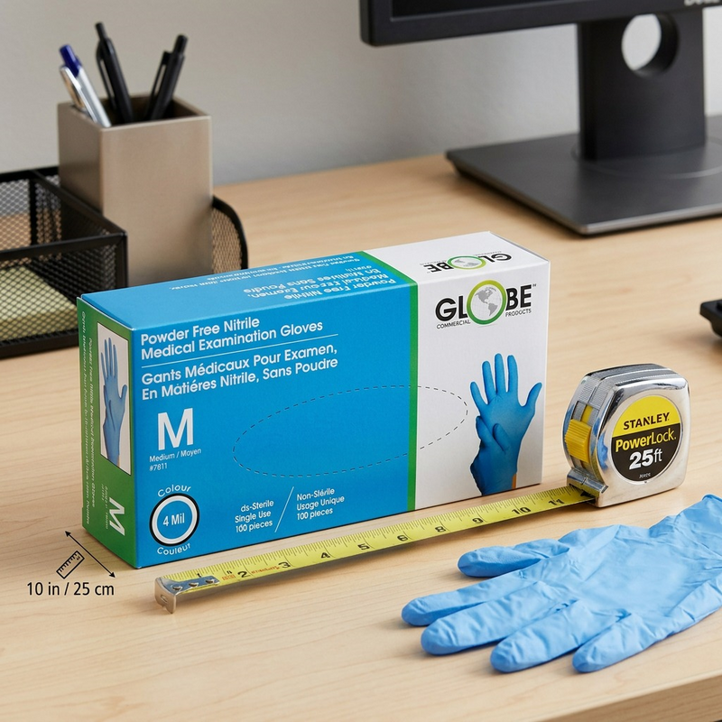 Nitrile Gloves Powder Free 4mil Sky Blue Medical - Medium (box of 100)