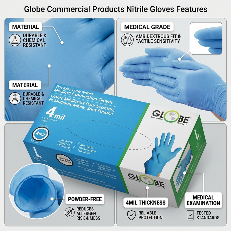 Nitrile Gloves Powder Free 4mil Sky Blue Medical - Large (box of 100)