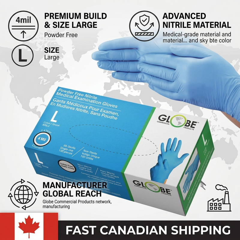 Nitrile Gloves Powder Free 4mil Sky Blue Medical - Large (box of 100)