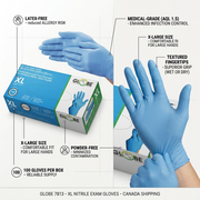 Nitrile Gloves Powder Free 4mil Sky Blue Medical - X-Large ( box of 100)