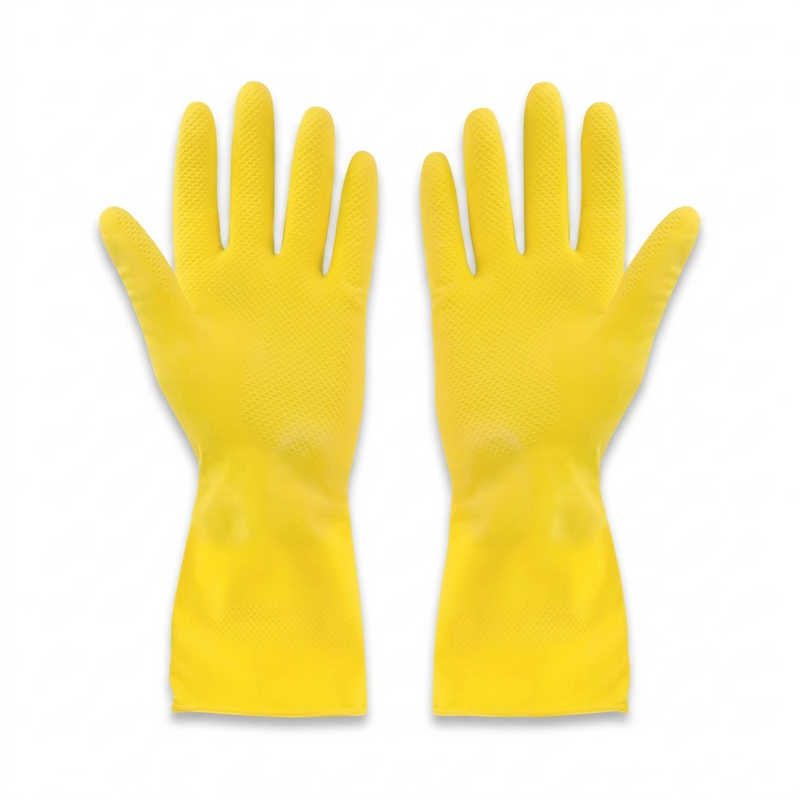 Rubber Gloves Flocklined? Yellow Small Extended Cuff - (12 pairs)