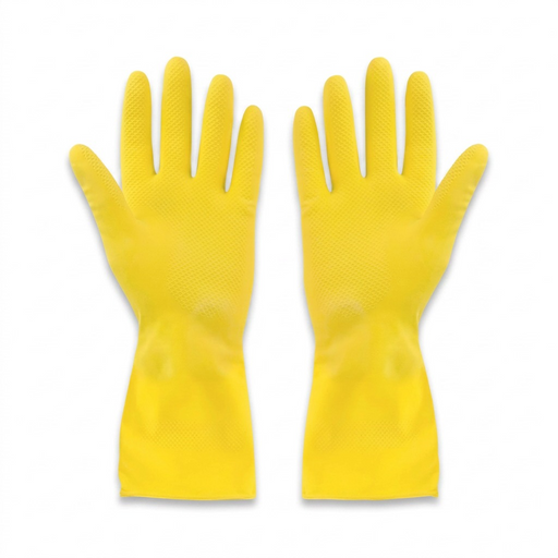 Rubber Gloves Flocklined? Yellow Small Extended Cuff - (12 pairs)