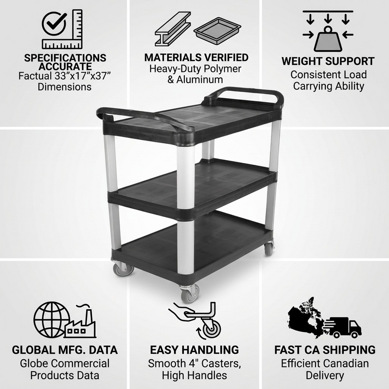 Utility Cart Small - Black 33"L x 17"W x 37H