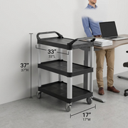 Utility Cart Small - Black 33"L x 17"W x 37H