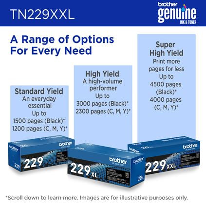 Brother Genuine TN229XXLC Super High Yield Cyan Toner Cartridge – Laser | Brother