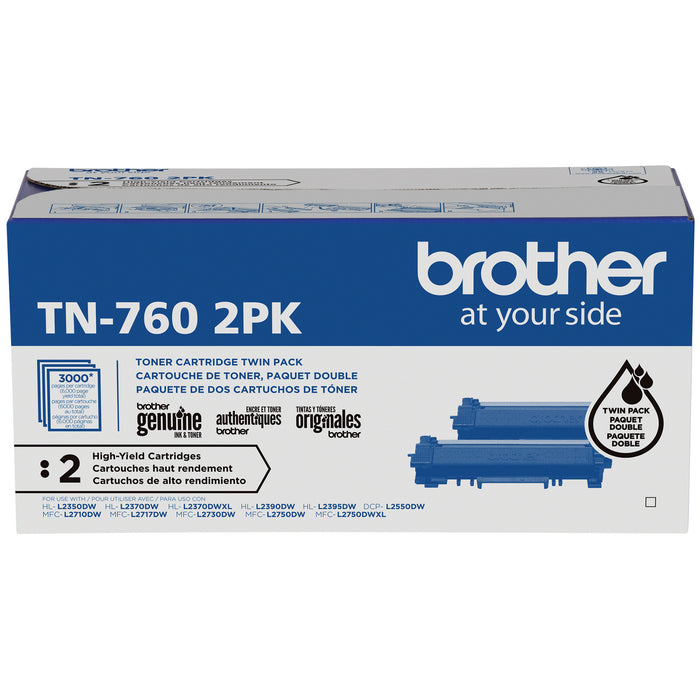 Brother Genuine TN760 2PK High-Yield Black Toner Cartridge Multipack – Laser | Brother