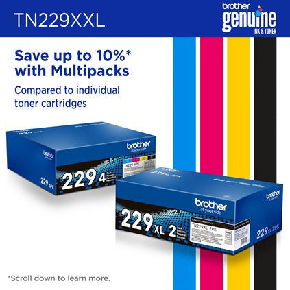 Brother Genuine TN229XXLC Super High Yield Cyan Toner Cartridge – Laser | Brother