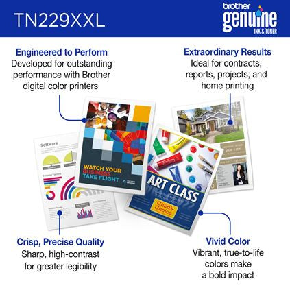 Brother Genuine TN229XXLC Super High Yield Cyan Toner Cartridge – Laser | Brother